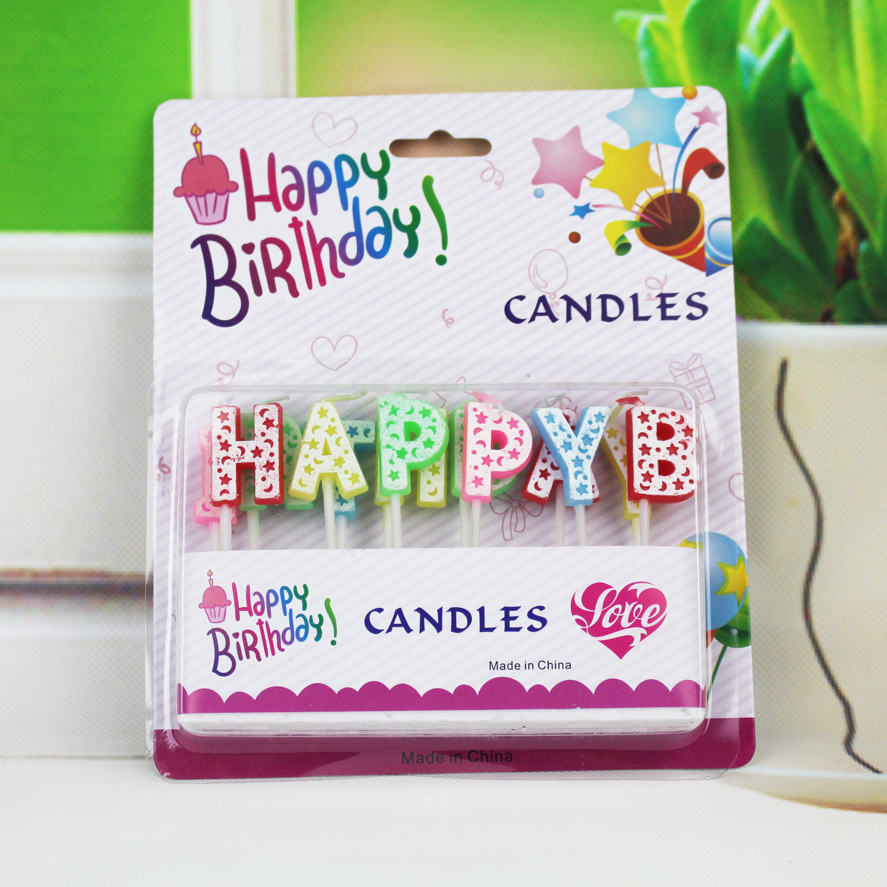 Fábrica al por mayor carta vela estrella Luna Carta inglesa Tarjeta de succión decoración de la torta pastel de cumpleaños vela