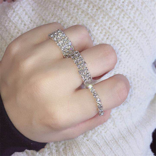 Korean-style trendy rhinestone stretch rings | Mixed ring set | Fashionable, sparkling diamond-studded rings
