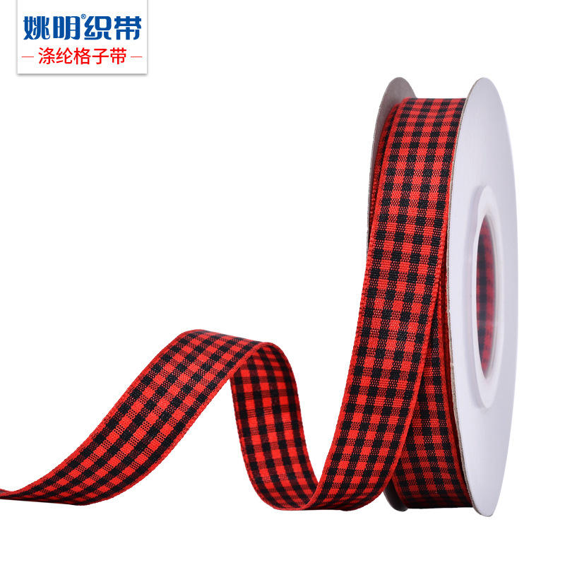 Yao Ming Plaid cinta hecha a mano DIY cinta regalo material de embalaje 2,5 cm Plaid banda accesorios para el cabello material decorativo