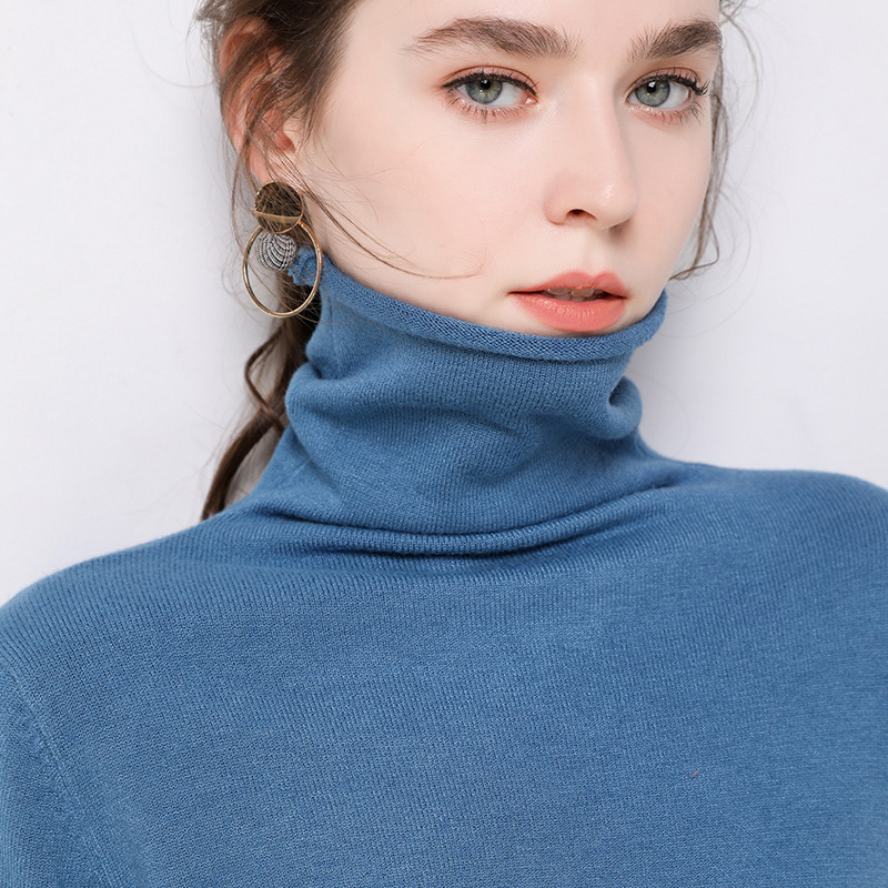 2023 Autumn/Winter Turtleneck Sweater Women's Knitwear Solid Color Wool Sweater Women's Foreign Trade Wholesale Available for Dropshipping