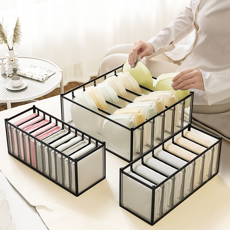 Ropa interior ropa interior caja de almacenamiento calcetines de rejilla tipo cajón organización artefacto avanzado armario del hogar caja de tres en uno