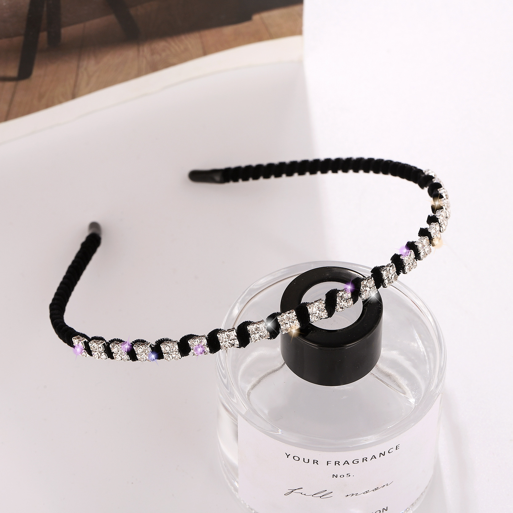 Corea del Sur moda tela accesorios para el cabello Cruz diamante fino diadema rhinestone tocado franela sinuoso diadema accesorios para el cabello image 10