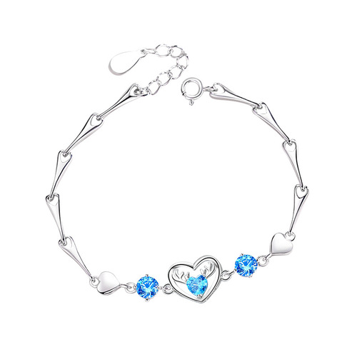 Pure silver 999 bracelet for women, heart-shaped, all the way with you, love bracelet, fashion niche design, hand ornaments, temperament gift