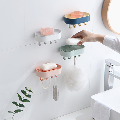 Factory direct sales original wall-mounted bathroom multi-functional hanging soap dish with hook drop shipping