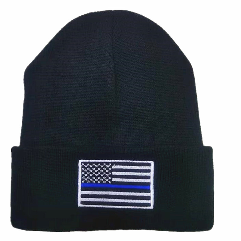 亚马逊爆款美国国旗刺绣毛线帽子男女秋冬季ebay保暖针织帽滑雪帽