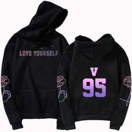 少年团love yourself字母 印花连帽衫女士原宿风韩版时尚帽衫