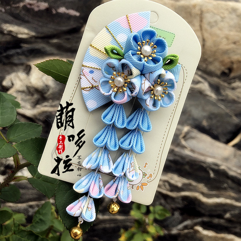 Accesorios para el cabello de estilo japonés accesorios de kimono estilo antiguo accesorios para el cabello para niños ventilador borla horquilla Hanfu kimono Albornoz rendimiento