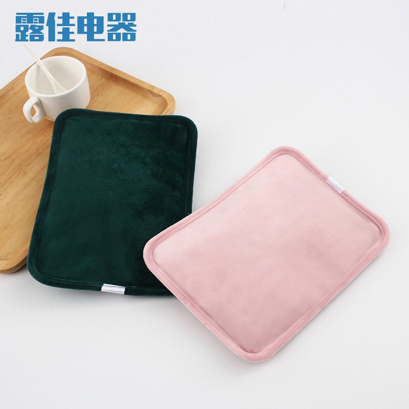批发暖水袋冬季新品充电式防爆暖腰电暖宝简约纯色毛绒热水袋