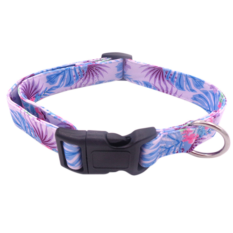 Productos para mascotas al por mayor collar de tela de doble capa impresión suave rosa pequeño collar de perros crisantemo blanco collar de venta caliente transfronterizo