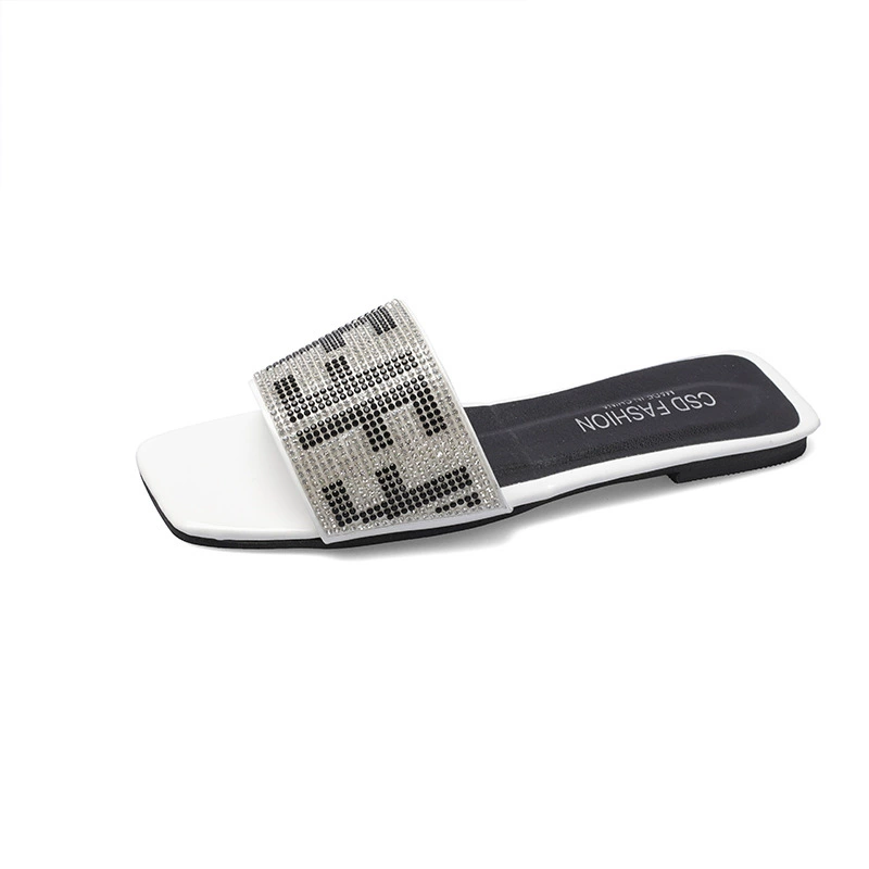 Пляпки-сланцы Flat Slide Sandals CSD Fashion, женская весна-лето, стразы на лямке, размеры 35–42