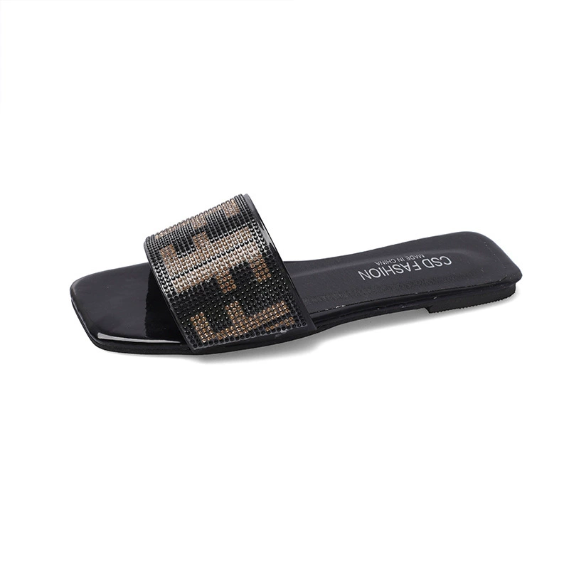 Пляпки-сланцы Flat Slide Sandals CSD Fashion, женская весна-лето, стразы на лямке, размеры 35–42