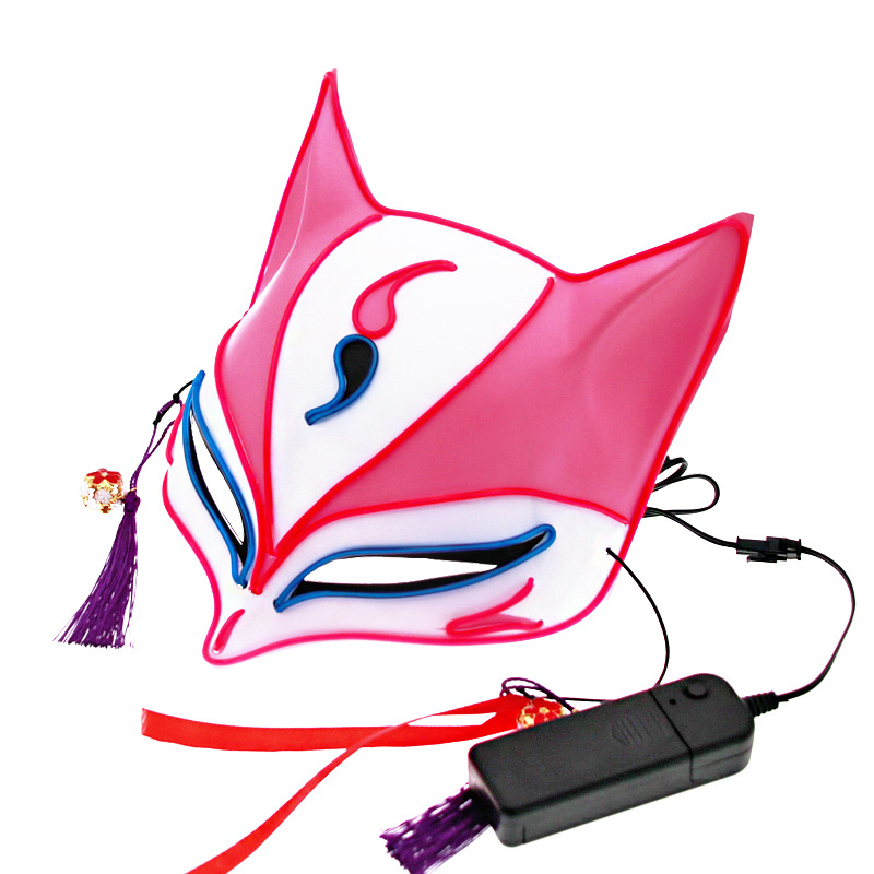 Transfronterizo Jiannian EL Fox Yin Yangshi luminosa fortaleza de Halloween carnaval noche viento zorro demonio intermitente máscara nocturna
