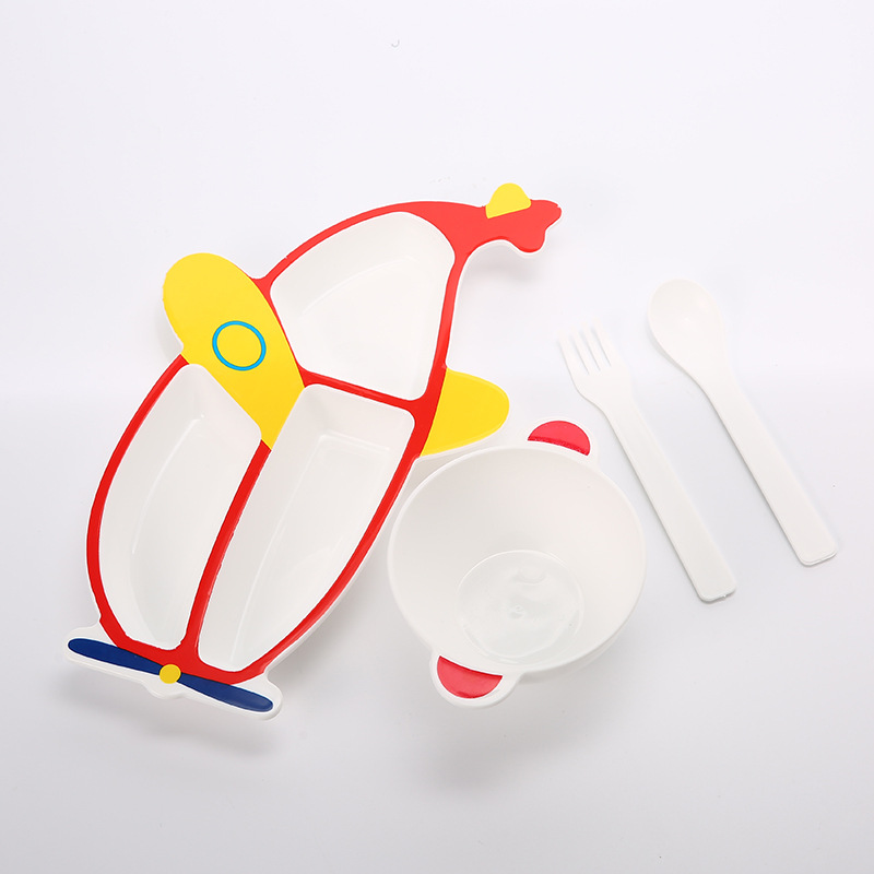 Set de platos y cuencos para niños diseño dividido anticaída para alimentación infantil