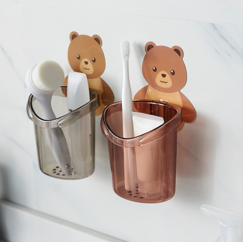 Bathroom Bear Storage Rack Toothbrush Toothpaste Rack No Punching Wash Cup Bathroom Toilet Storage Cup Manufacturer