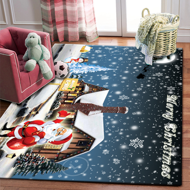 Transfronterizo de navidad de edad avanzada dormitorio rojo alfombra de noche sala de estar sofá alfombra de piso casa 3D impreso puerta estera del pie
