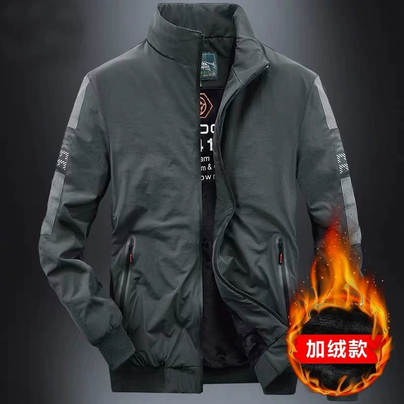 Осенне-зимняя уличная повседневная куртка, мужская бархатная утолщенная ветрозащитная куртка с воротником-стойкой, мужская повседневная куртка большого размера 8818A