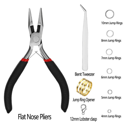 Amazon DIY jewelry tools flat-nose pliers and tweezers combination single-turn opening and closing ring set jewelry material package