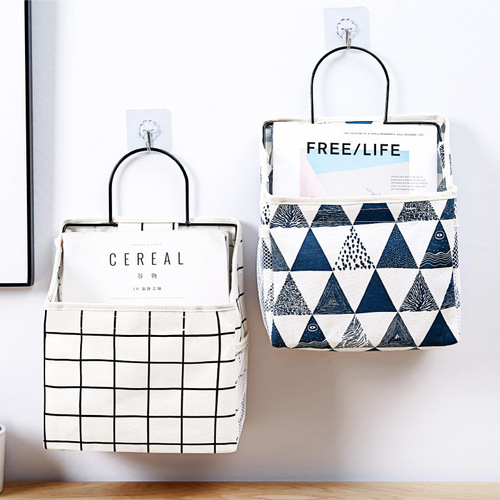 Fabric storage bag wall hanging bag dormitory wall hanging small cloth bag door rear storage cloth bag wall storage pocket