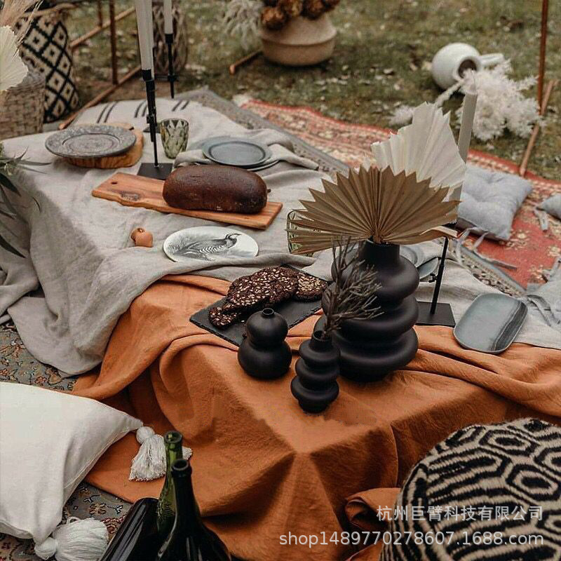 Nordic ins Style Orange Tablecloth French Vintage Dessert Table Photo Background Cloth Coffee Table Table Cover Cloth Dining Table Mat