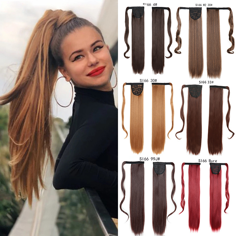 Fake Ponytail European and American Long Straight Hair Velcro Ponytail Chemical Fiber Ponytail Braid Multi-Color Wig Manufacturer Wholesale Fake Ponytail European and American Long Straight Hair Velcro Ponytail Chemical Fiber Ponytail Braid Multi-Color Wig Manufacturer Wholesale