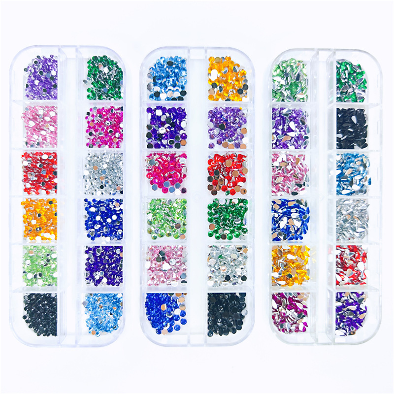 Amazon AliExpress hot-selling nail acrylic resin diamond nail decorations 12-color flat Rhinestone Amazon AliExpress hot-selling nail acrylic resin diamond nail decorations 12-color flat Rhinestone