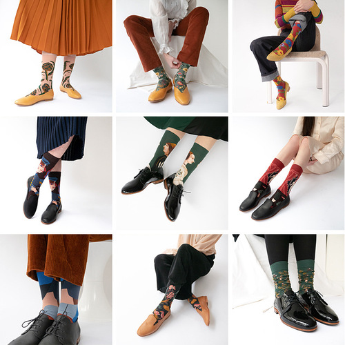 Men's and women's AB version trendy ins fashionable colorful asymmetric versatile couple's new long-tube cotton socks