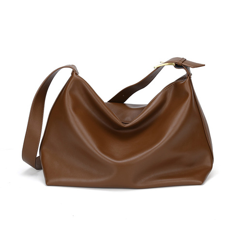 2024 Spring and Summer New Trendy Black Bag Women's Large Capacity Crossbody Bag Soft Collapse Minimalist Style Shoulder Tote Bag Shipping