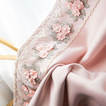 2022新款轻she纯色拼接窗帘布批发客厅现代遮光窗帘真丝棉窗帘