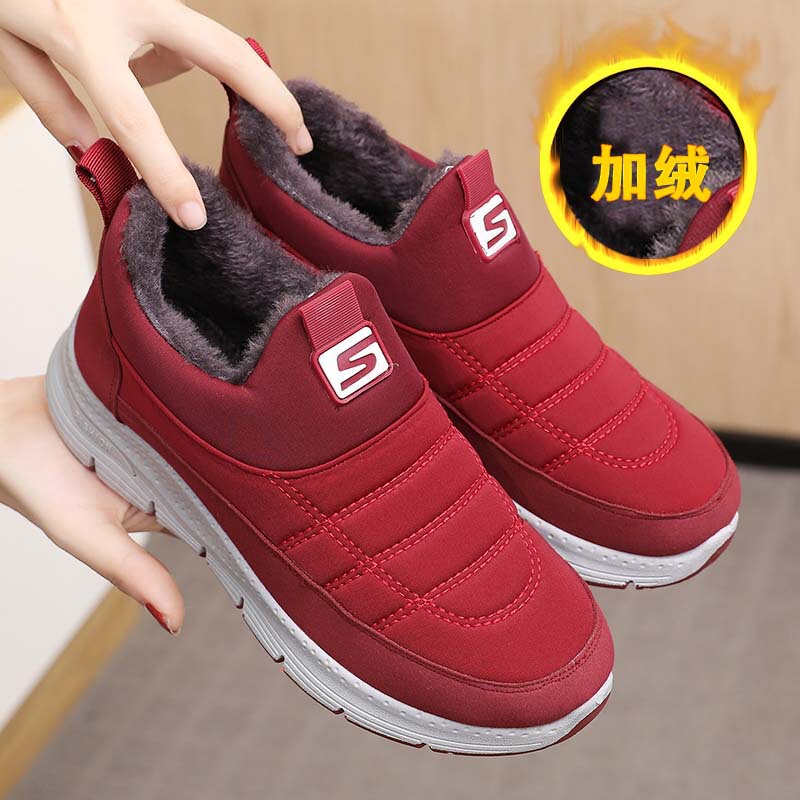 Winter Women's Cotton Shoes Fleece-lined Thickened Old Beijing Cloth Shoes Women's Soft-soled Cotton Boots Middle-aged and Elderly Walking Shoes Warm Cotton Shoes for Women