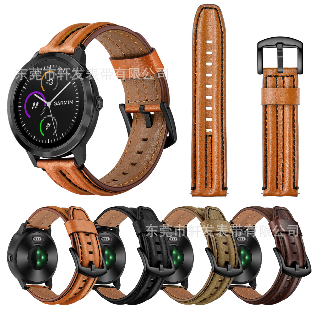 apply Garmin Derek vivoactive3/vivomoveHR The first layer Genuine leather Keel watch Watch strap