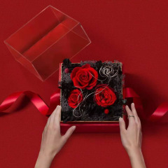 New Christmas gift box square transparent, aesthetic magic cube gift box, peace pomegranate box, rose flower gift box