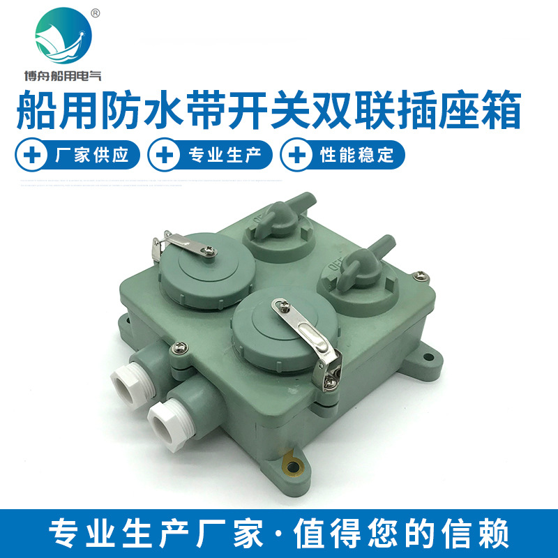 博舟船用水密开关带插座 CZXS 792832船用带开关双联插座箱