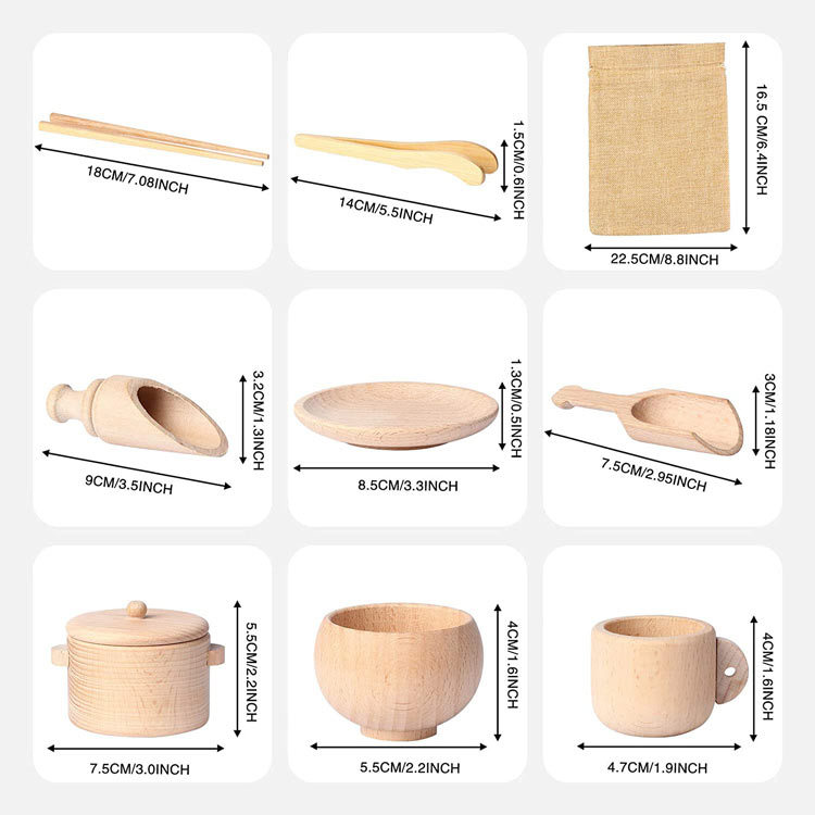 Uplove sensorial para niños Montessori juguete de madera vajilla traje cuchara palillos capacidad práctica entrenamiento cerebral