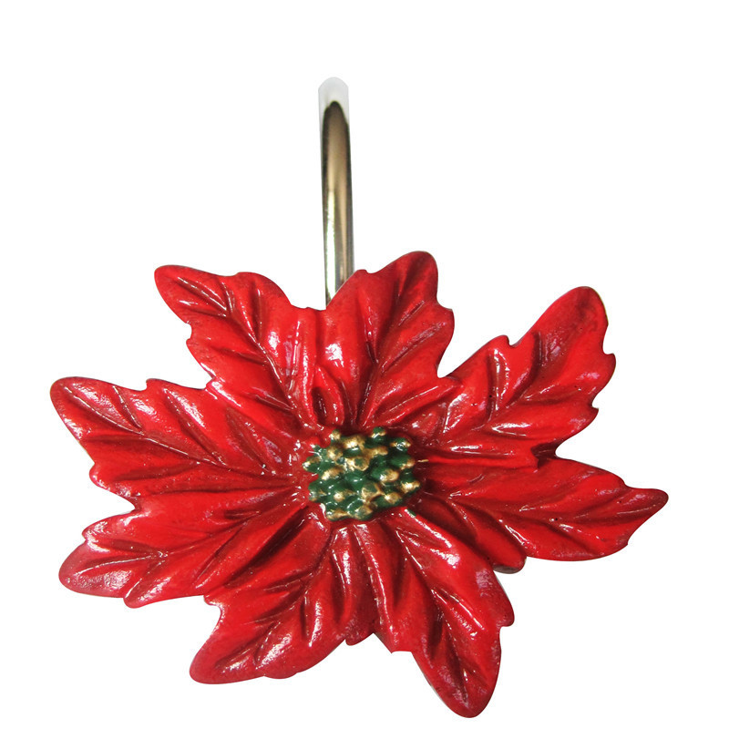 Handmade painting Christmas flower resin shower curtain hook/Christmas tree shape shower curtain hook/Christmas shower curtain hook