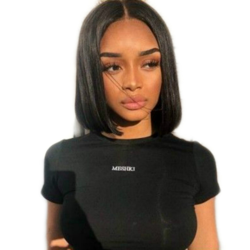 Peluca transfronteriza africana para mujer pelo corto y recto cabeza de Bobo simulación de punto medio cuero cabelludo Amazon Comercio exterior moda pelo corto en stock