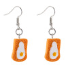 Fashionable earrings, realistic resin, bread, bright catchy style