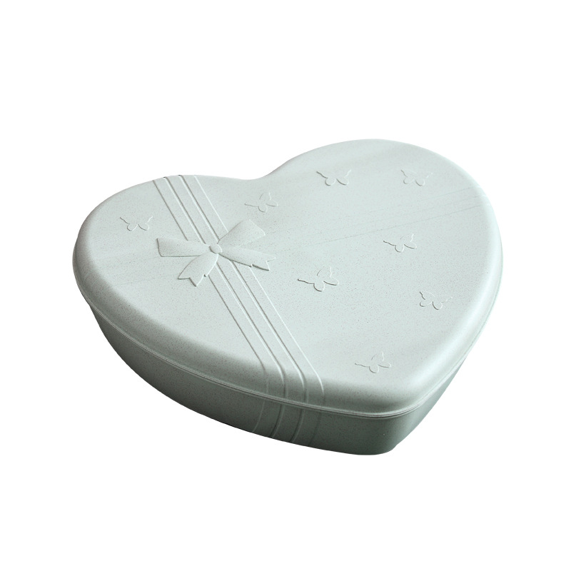Trigo plato de fruta del hogar en forma de corazón plato de fruta seca caja de dulces de vacaciones caja de fruta seca caja de almacenamiento de aperitivos con tapa regalo image 6