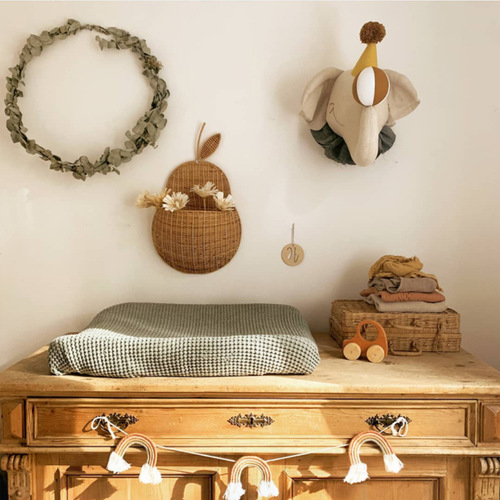 Ins new Nordic style animal head children's room hanging decoration elephant toy head plush decorative hall wall decoration wall hanging