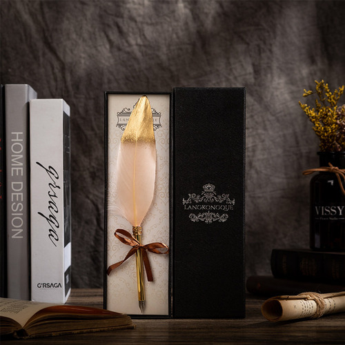 European style quill pen retro quill pen gift box set platinum gold rod pen set creative gift annual meeting gift