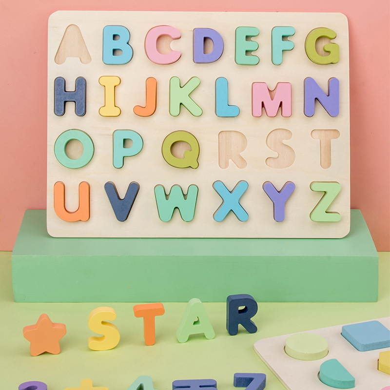 Alfabeto digital infantil animal rompecabezas cognitivo educación temprana aprendizaje juego rompecabezas 1-3-6 juguetes de madera