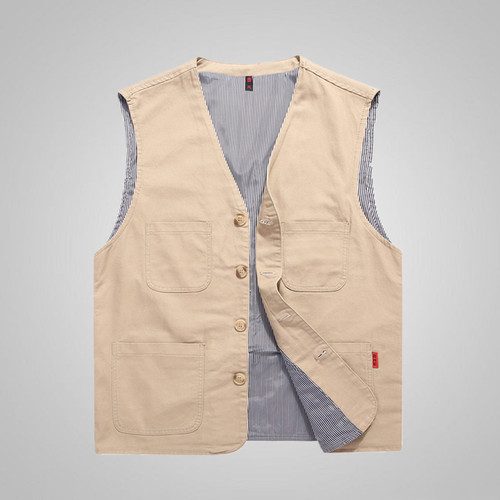 Men's Spring and Autumn New Denim Vest, Middle-aged and Elderly, Thin and Loose Casual Sports Cotton Jacket, Unisex Formal Men's Jacket