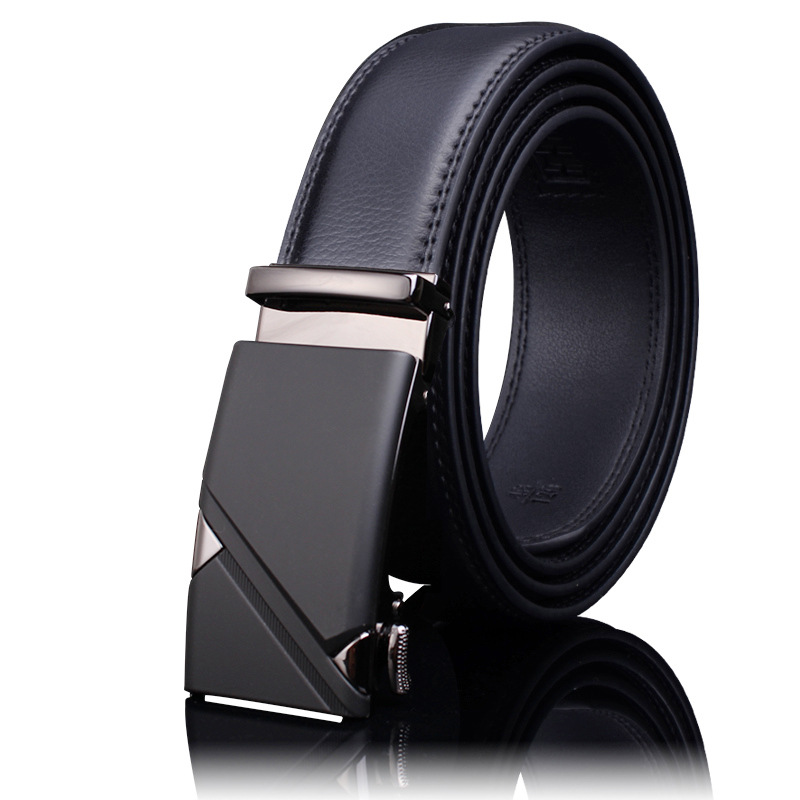 2023 New Belt Men's High End Genuine Leather Automatic Buckle Business Belt Men's Belt Men's Cowhide Pants with Waist Cover_voghion.com