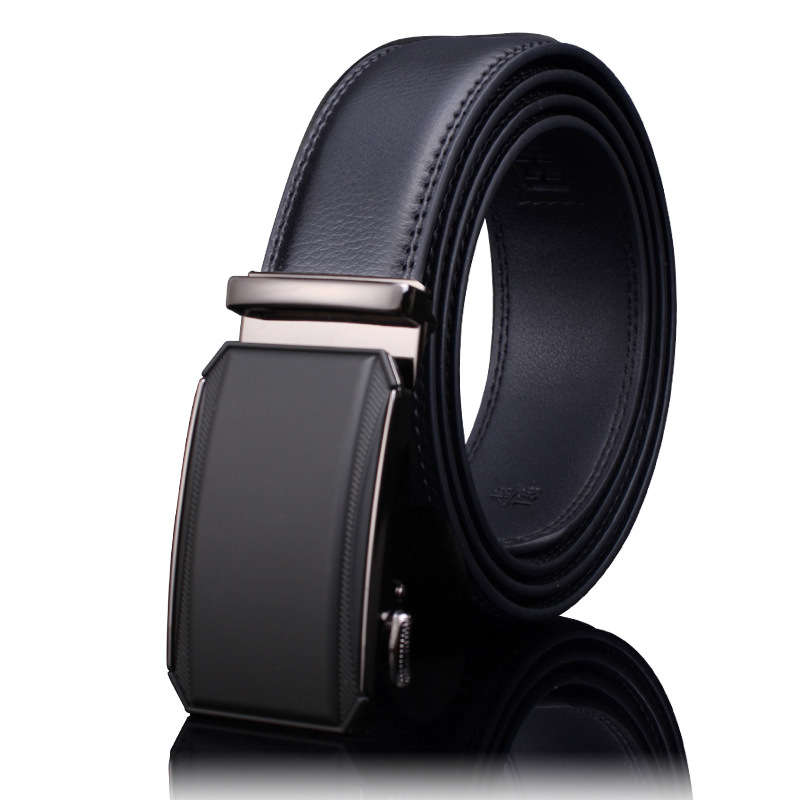 2023 New Belt Men's High End Genuine Leather Automatic Buckle Business Belt Men's Belt Men's Cowhide Pants with Waist Cover_voghion.com