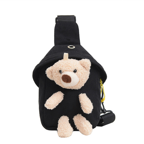 Children's Bags  Winter New Crossbody Bag Cute Bear Chest Bag Korean Style Mini Canvas Bag Trendy for Boys and Girls