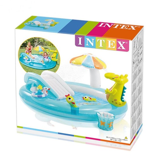 INTEX 57165 Crocodile Slide Water Park Pool Home Use Inflatable Swimming Pool with Spray