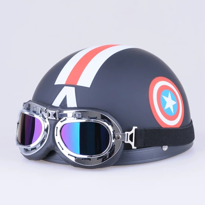 Helmet, Lightweight with Neck Warmer, Motosiklet kaskı (dəbilqə) - matte-black-line-flower-eye-mask-glasses