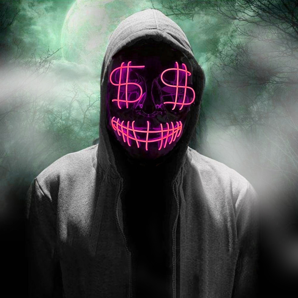 Halloween dólar símbolo dinero LED máscara luminosa horror thriller mueca vendetta máscara image 5