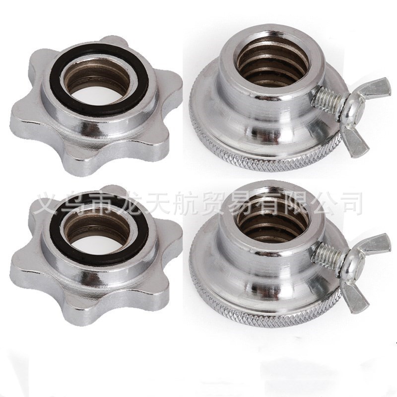 Electroplated Dumbbell Bar Barbell Bar Nut Dumbbell Barbell Accessories Anti-Slip Hexagon Nut Safety Locknut