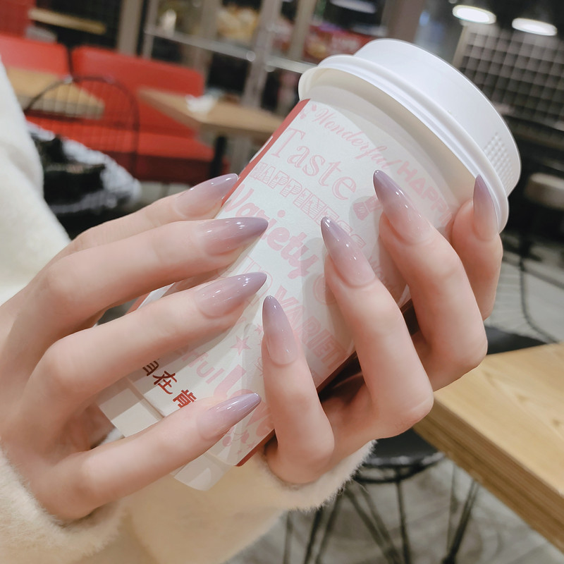 JB gradiente desgaste manicura acabado falso parche de uñas manicura uñas pegatinas largo moda gradiente estilo europeo y americano fabricantes