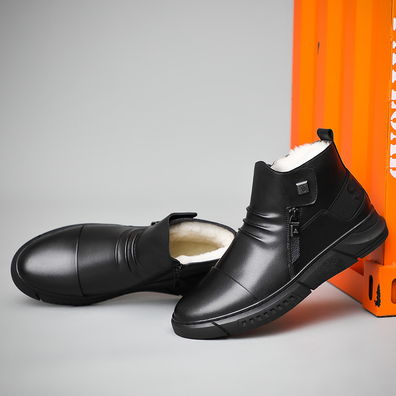Botas de cuero de caña alta para hombre, botas Chelsea de cuero genuino, zapatos de cuero de moda al por mayor, zapatos antideslizantes de moda para hombre